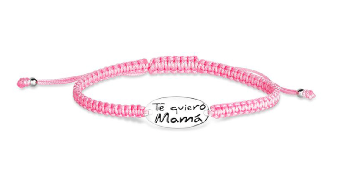 Pulsera Te Quiero Mamá, Hilo Rosa-Plata