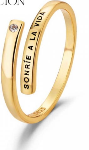 Anillo Sonríe a la vida- Plata Chapado Oro