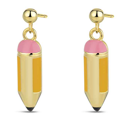 Pendientes Lápiz-Plata Chapado Oro-Be Love