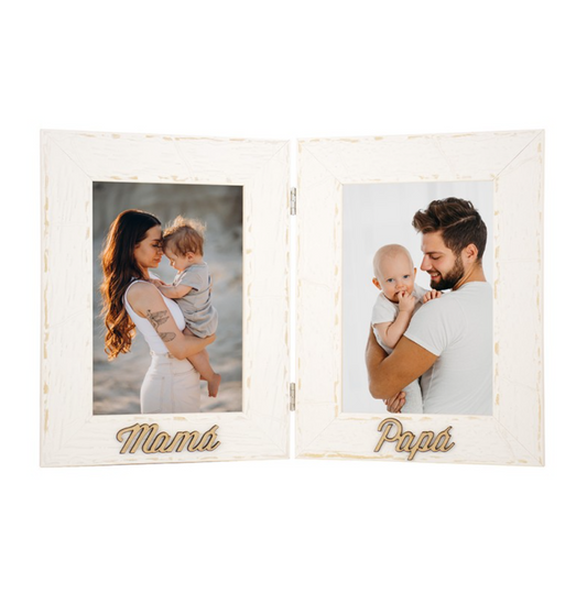 Marco de Madera Doble Mamá y Papá
