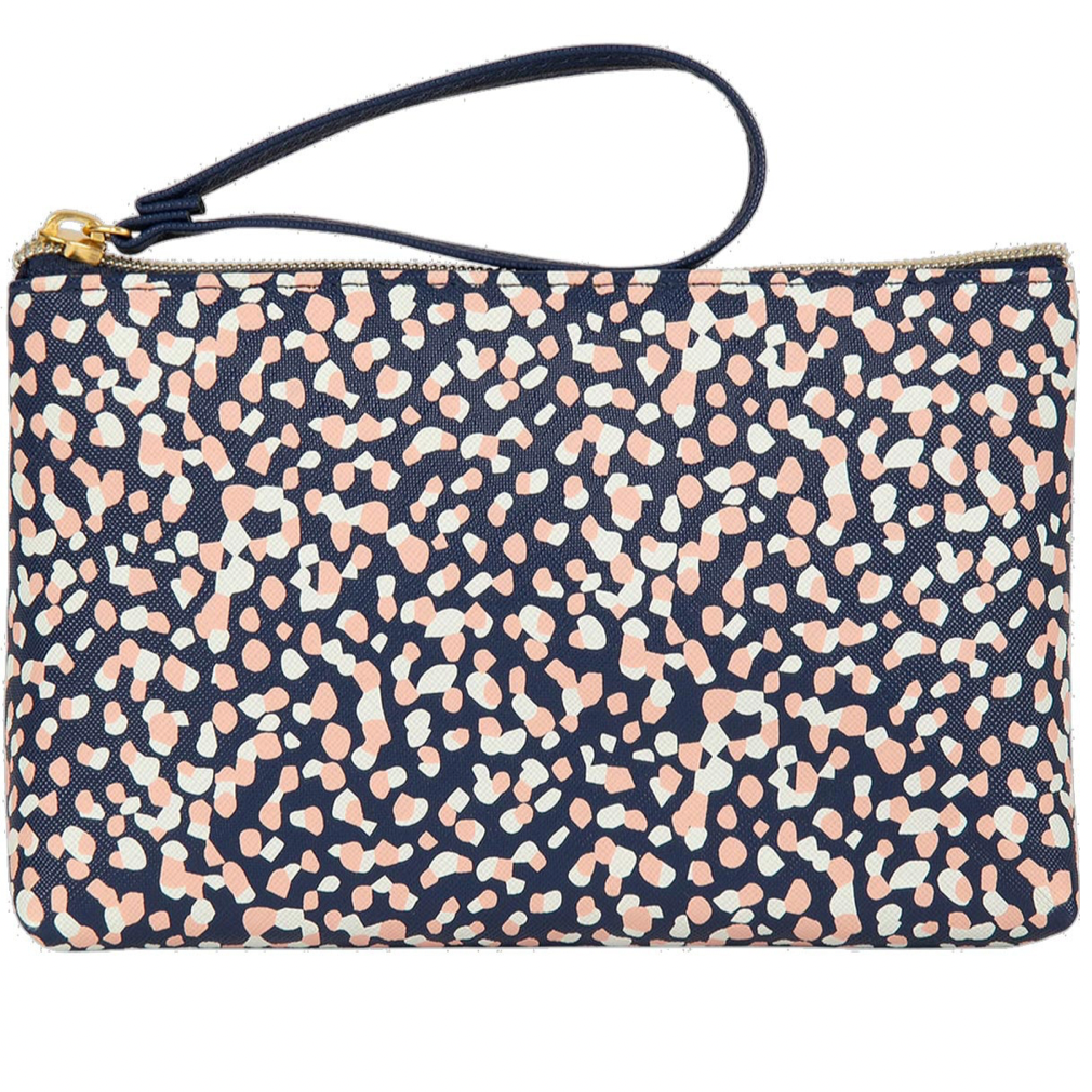 Portatodo Grande con Cremallera TOPOS Azul Oscuro, Rosa y Blanco - DRAEGER