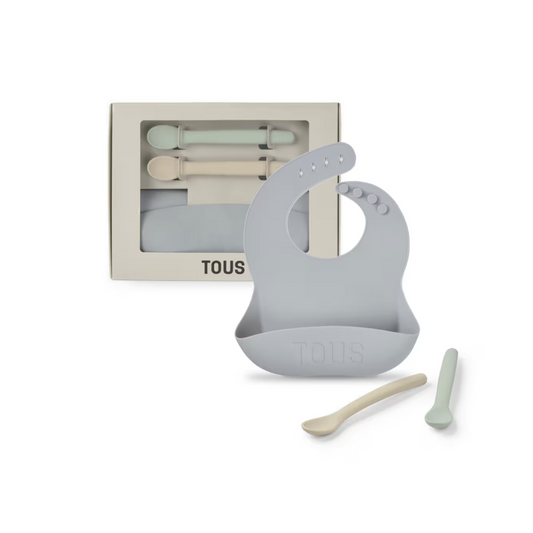 Set de babero y 2 cucharas FOOD KIT AZUL CELESTE - TOUS