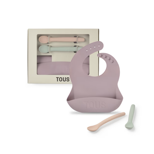 Set de babero y 2 cucharas FOOD KIT ROSA - TOUS