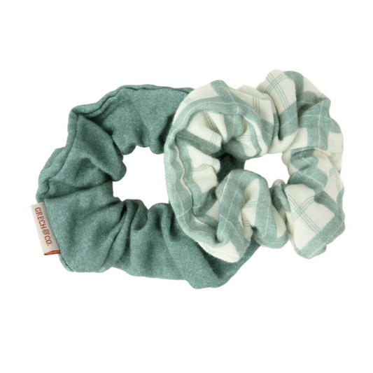 Set de 2 Scrunchies de algodón orgánico FERN PLAID - Grech&Co
