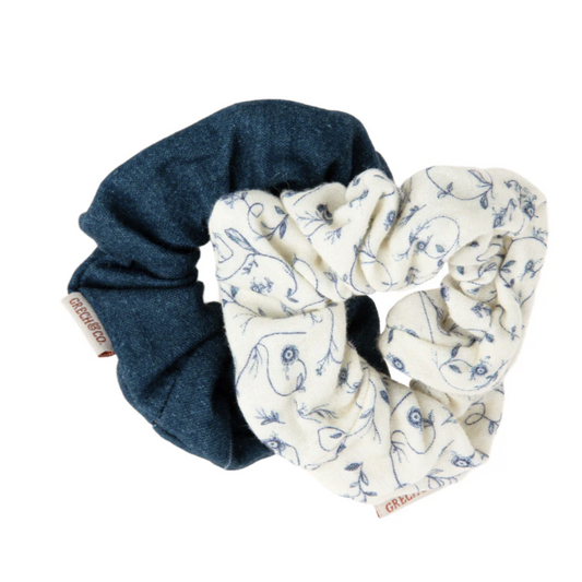 Set de 2 Scrunchies de algodón orgánico SCANDI FLORAL - Grech&Co