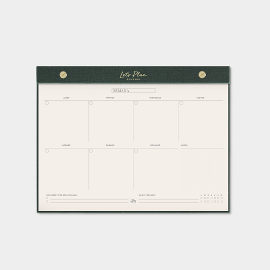 Notepad Semanal LET'S PLAN Verde Oliva - The Great Moustache