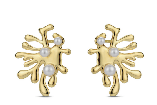 Pendientes CORAL CON PERLA - Rocío Martín