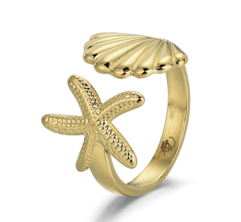 Anillo abierto CONCHA Y ESTRELLA DE MAR - Rocío Martín