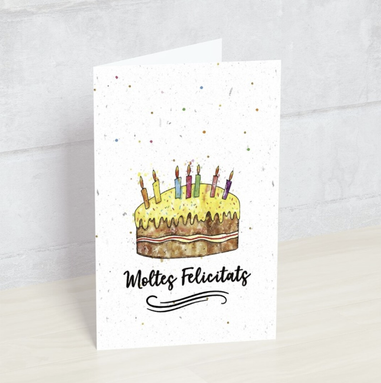 Postal MOLTES FELICITATS (pastís) - Happy Mots