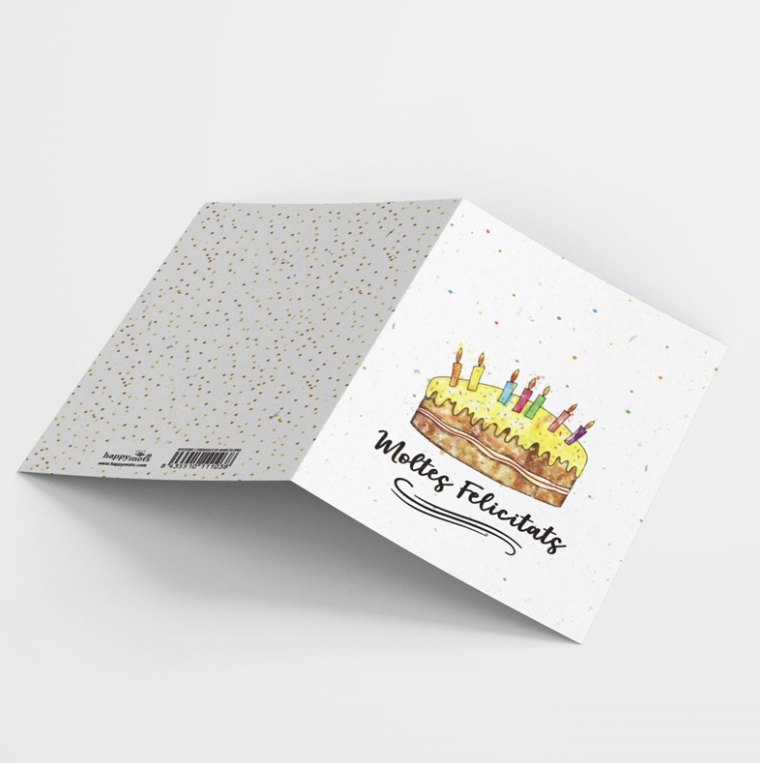 Postal MOLTES FELICITATS (pastís) - Happy Mots