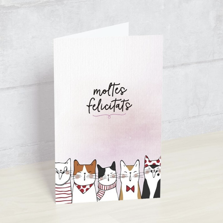 Postal MOLTES FELICITATS (gats) - Happy Mots