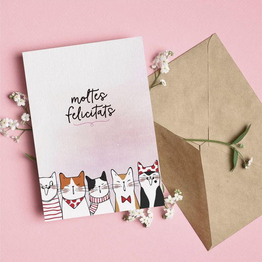 Postal MOLTES FELICITATS (gats) - Happy Mots
