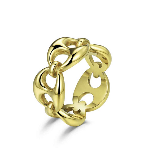 Anillo de acero 316 chapado 18 kt calabrotes 10 mm waterproof