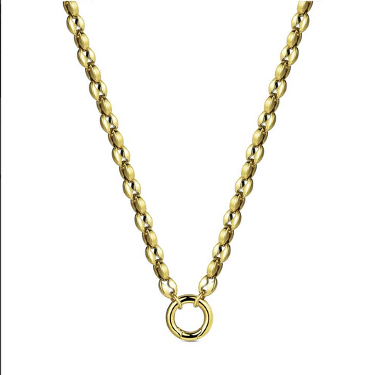 Collar para charm de acero 316 chapado 18 kt waterproof 40 + 5 cm