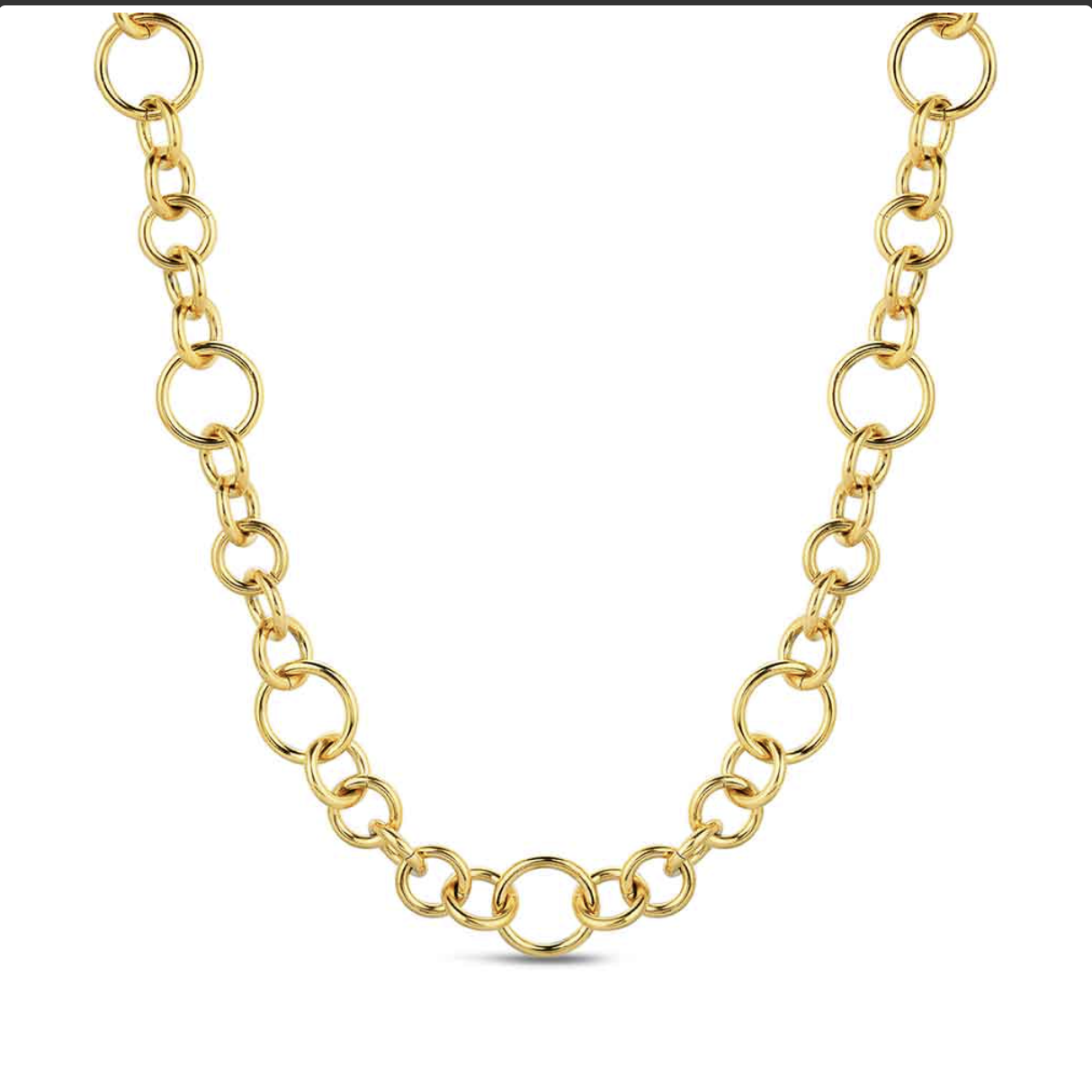Collar de acero 316 chapado 18 kt aros 15 x 2 mm y 11 x 2 mm 45 + 5 cm waterproof