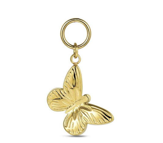 Charm de acero 316 chapado 18 kt mariposa waterproof 15.3 mm