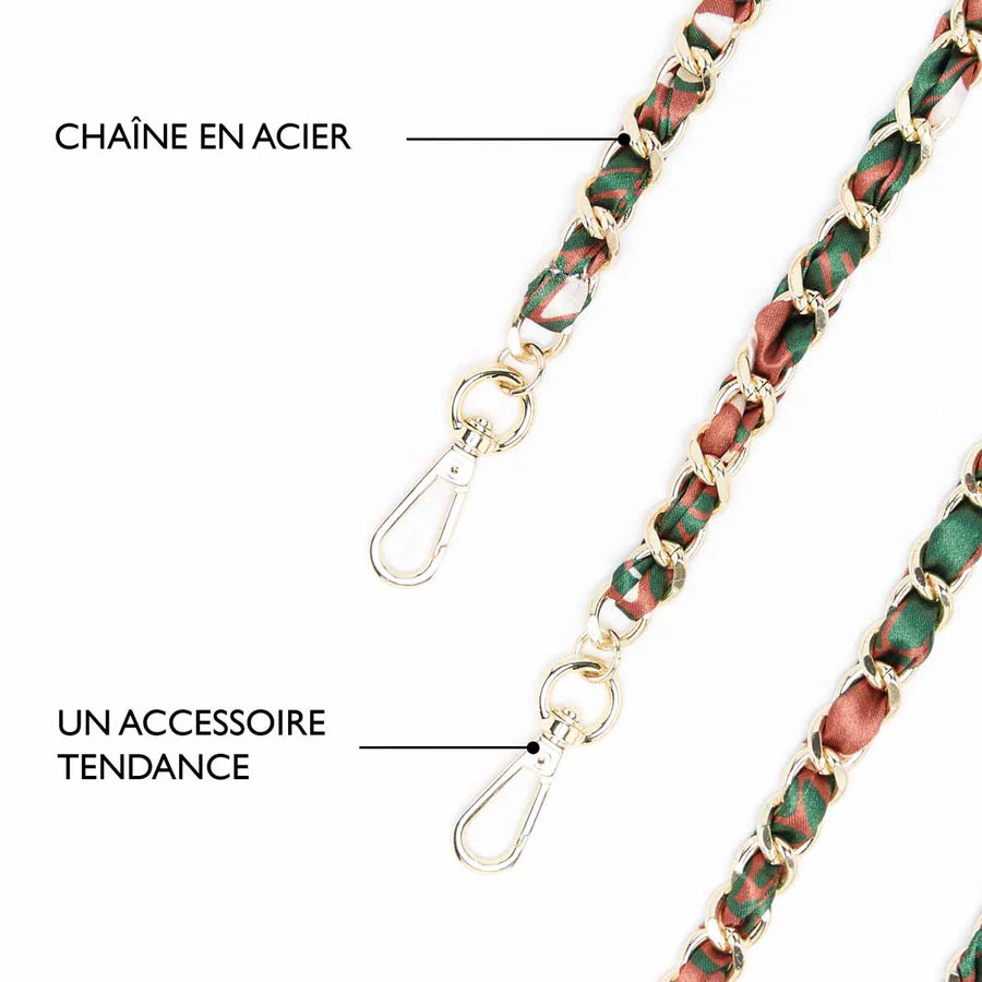 Cadena Para Teléfono LARGA DORADA FOULAR VERDE - DRAEGER