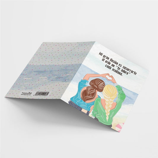 Postal MI GRAN ILUSIÓN ES SUSURRARTE AL OÍDO “TE ADORO”  CADA MAÑANA - HAPPY MOTS