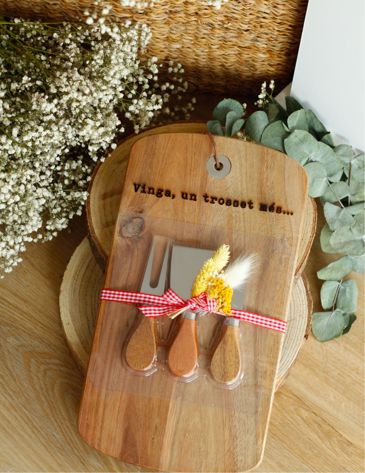 Set Tabla de Quesos con 3 Cuchillos de ACACIA