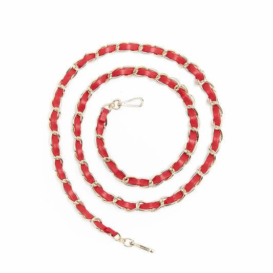 Cadena Para Teléfono DORADO Y CUERO ROJO - DRAEGER