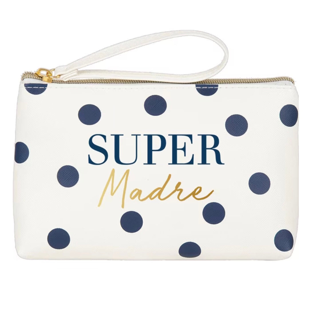 Portatodo Grande con Cremallera SÚPER MADRE Blanco y Azul Marino - DRAEGER