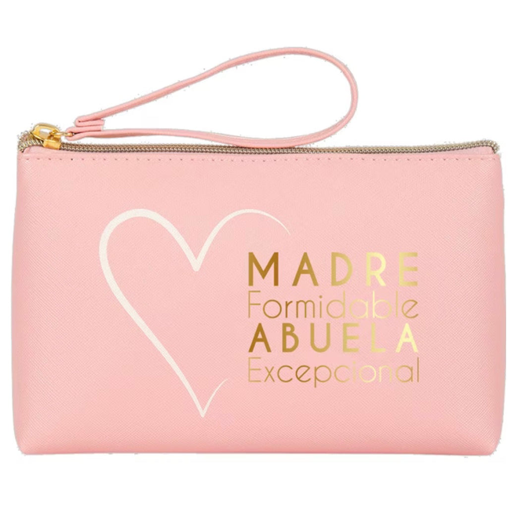 Portatodo Grande con Cremallera MADRE FORMIDABLE ABUELA EXCEPCIONAL Rosa - DRAEGER