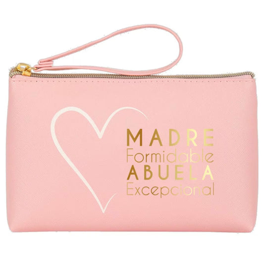 Portatodo Grande con Cremallera MADRE FORMIDABLE ABUELA EXCEPCIONAL Rosa - DRAEGER
