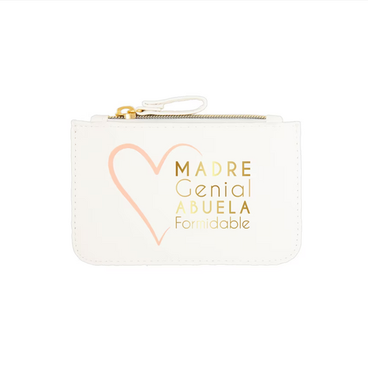 Portatodo Pequeño con Cremallera MADRE GENIAL ABUELA FORMIDABLE Blanco y Dorado - DRAEGER