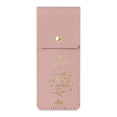 Estuche con Goma de Cuero Vegano DECIDE SER FELIZ, NO PERFECTA - The Great Moustache