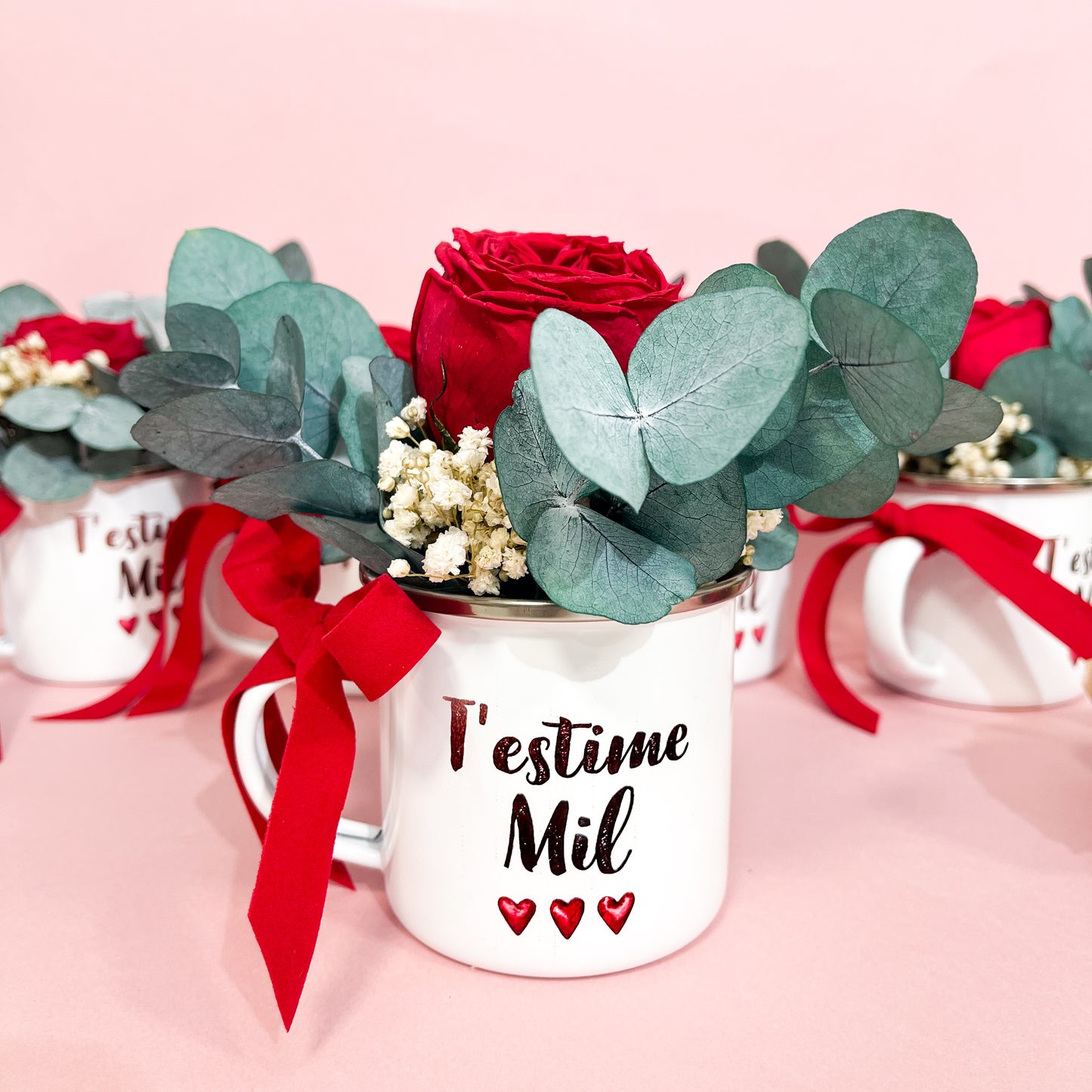 Rosa Eterna en Taza Vintage - T'estime Mil/ Te Quiero Mucho - Be Love
