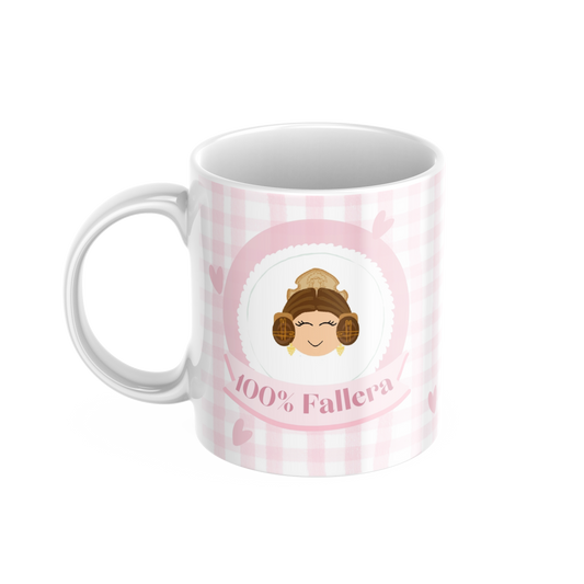 Taza "100% Fallera" vichy rosa- Be Love
