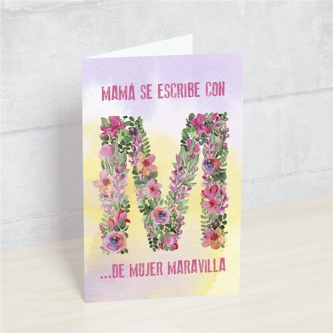 Postal MAMÁ SE ESCRIBE CON M - Happy Mots