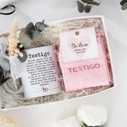 Kit Taza y Calcetines Testigo Rosa- Be Love