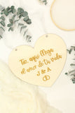 Cartel Madera Personalizado Corazón- Ya llega la novia
