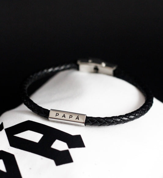 Pulsera Cuero y Acero PAPÁ-Be Love