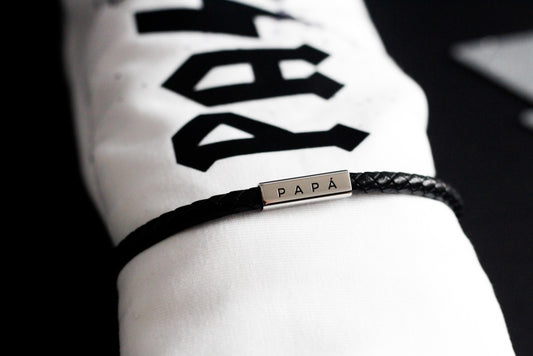 Pulsera Cuero y Acero PAPÁ-Be Love