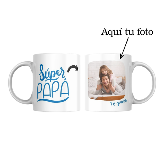 Taza Súper Papá con foto Personalizable- Be Love