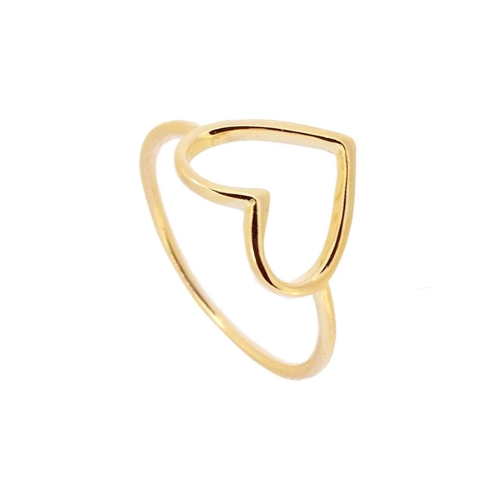 Anillo Corazón-Plata Chapado Oro