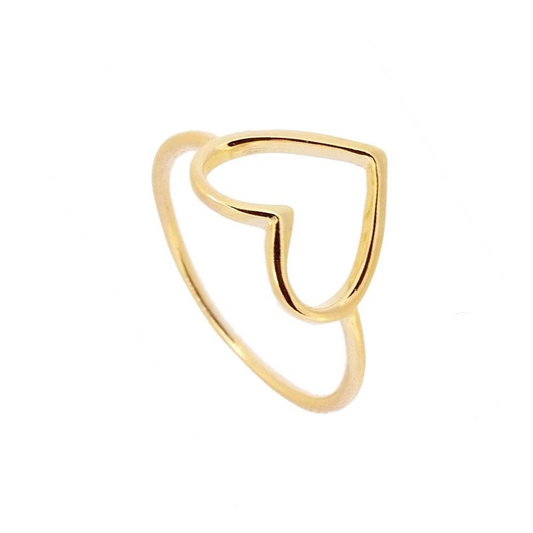 Anillo Corazón-Plata Chapado Oro