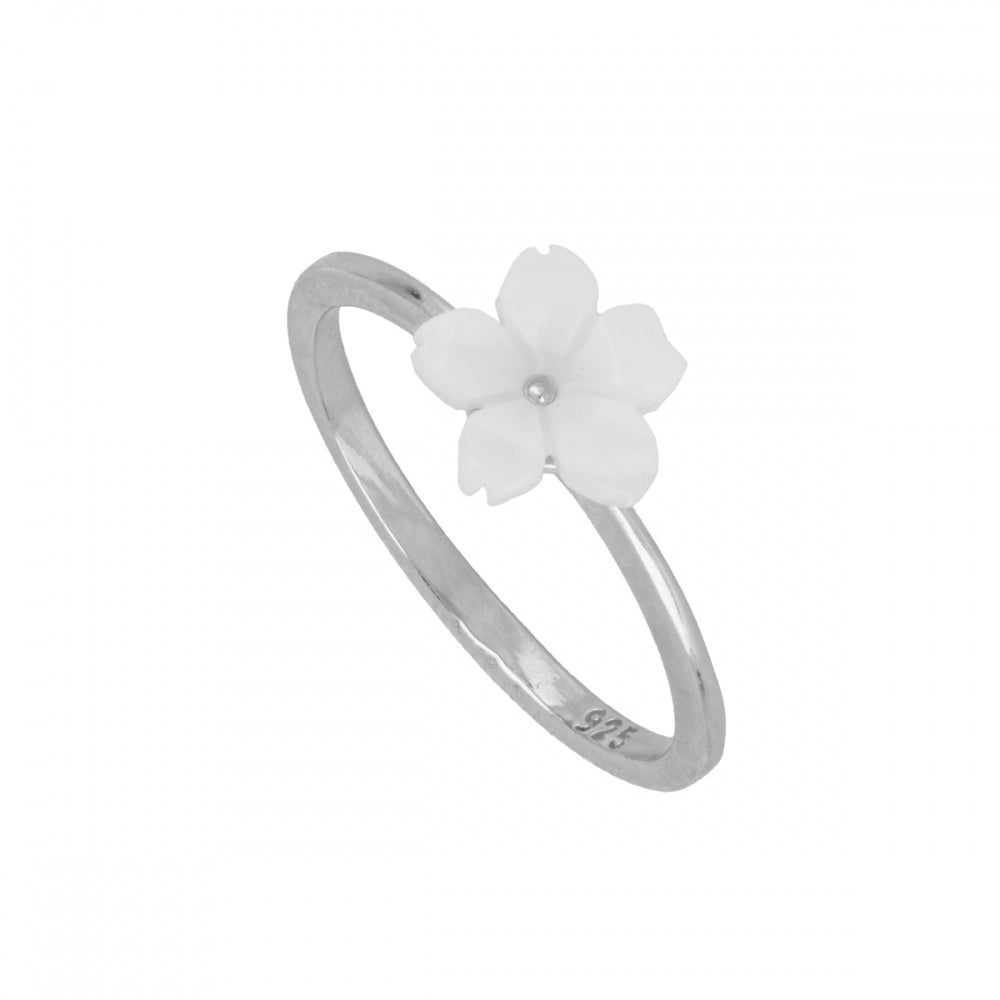 Anillo Flor Nácar-Plata Primera Ley