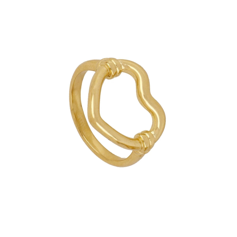 Anillo Corazón-Acero Chapado Oro
