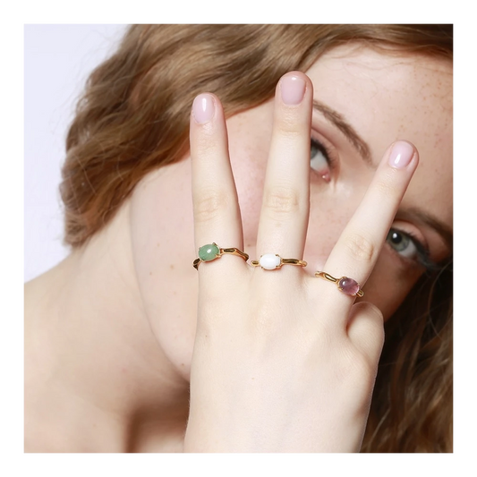 Anillo Óvalo Blanco Acero Inoxidable- Be Love