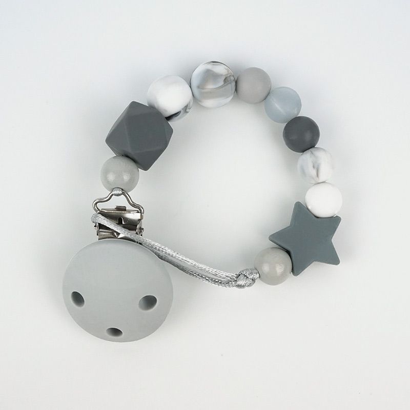 Cadena PORTACHUPETES de Silicona ESTRELLA DORA Gris - Mi Pipo