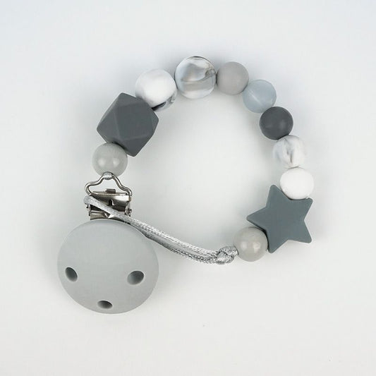 Cadena PORTACHUPETES de Silicona ESTRELLA DORA Gris - Mi Pipo
