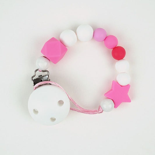 Cadena PORTACHUPETES de Silicona ESTRELLA DORA Rosa - Mi Pipo