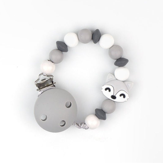 Cadena PORTACHUPETES de Silicona ZORRITO Gris - Mi Pipo