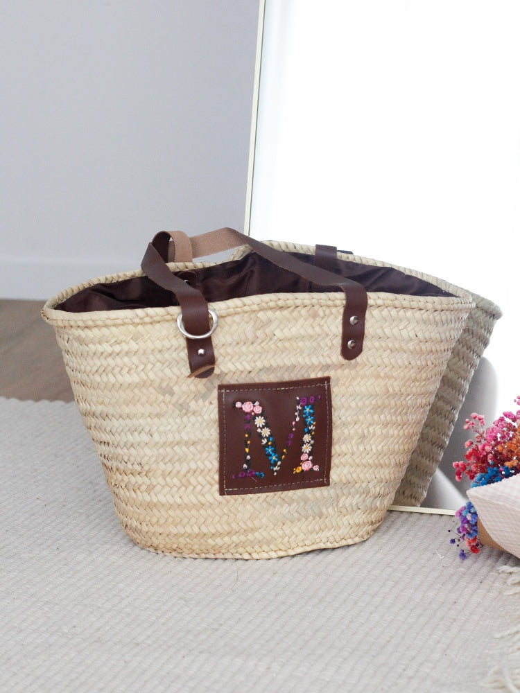 Capazo Letra Bordada Flores- Be Love