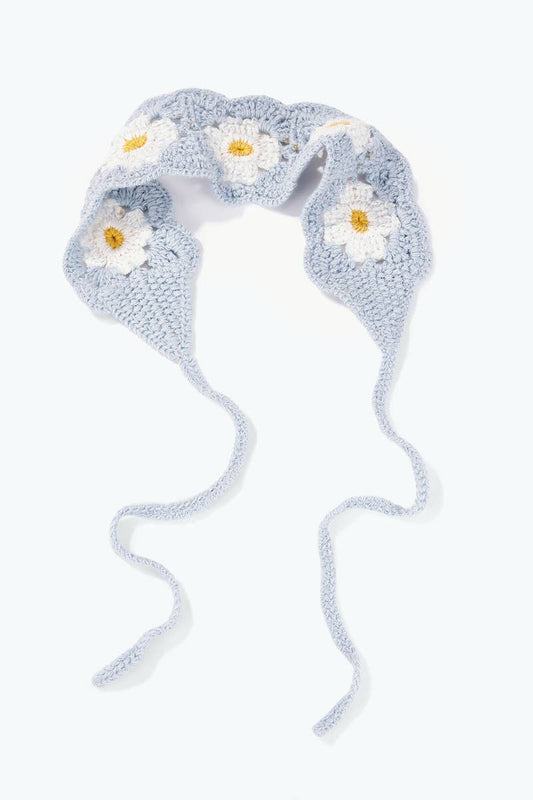 Banda de Crochet con flores Azul