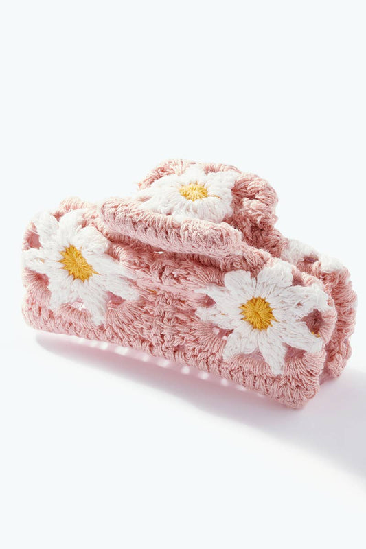 Pinza para el Pelo con Flores de ganchillo 11 cm