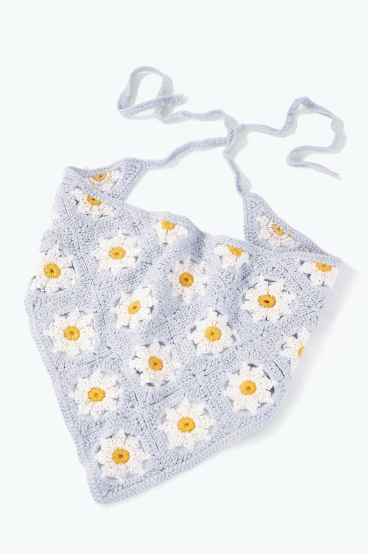 Bandana de ganchillo Azul con Margaritas